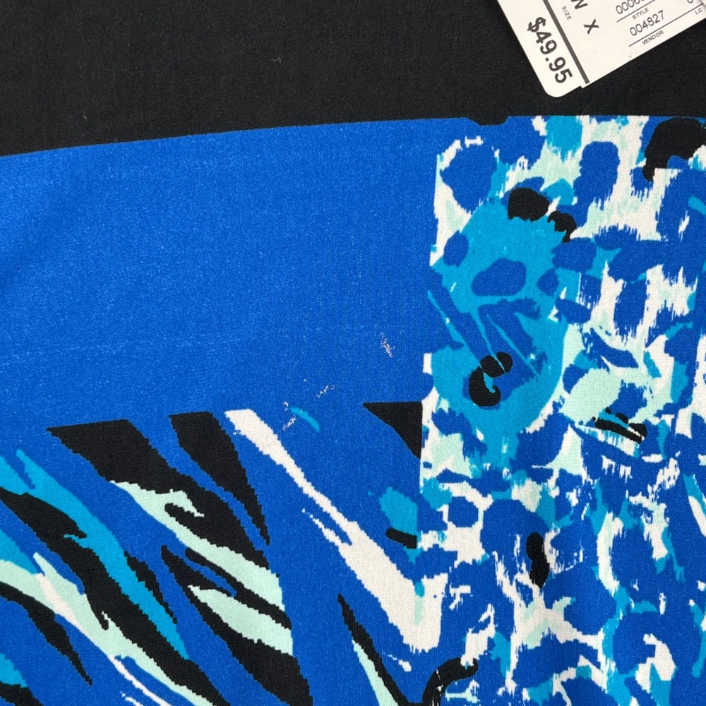 CJ Banks Abstract Summer Top Womens 1X Black Blue Geometric Modern‎ Art Tee - Picture 5 of 8
